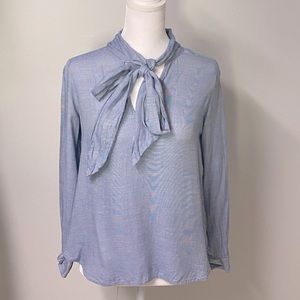 LOFT PETITES Linen Blue Top